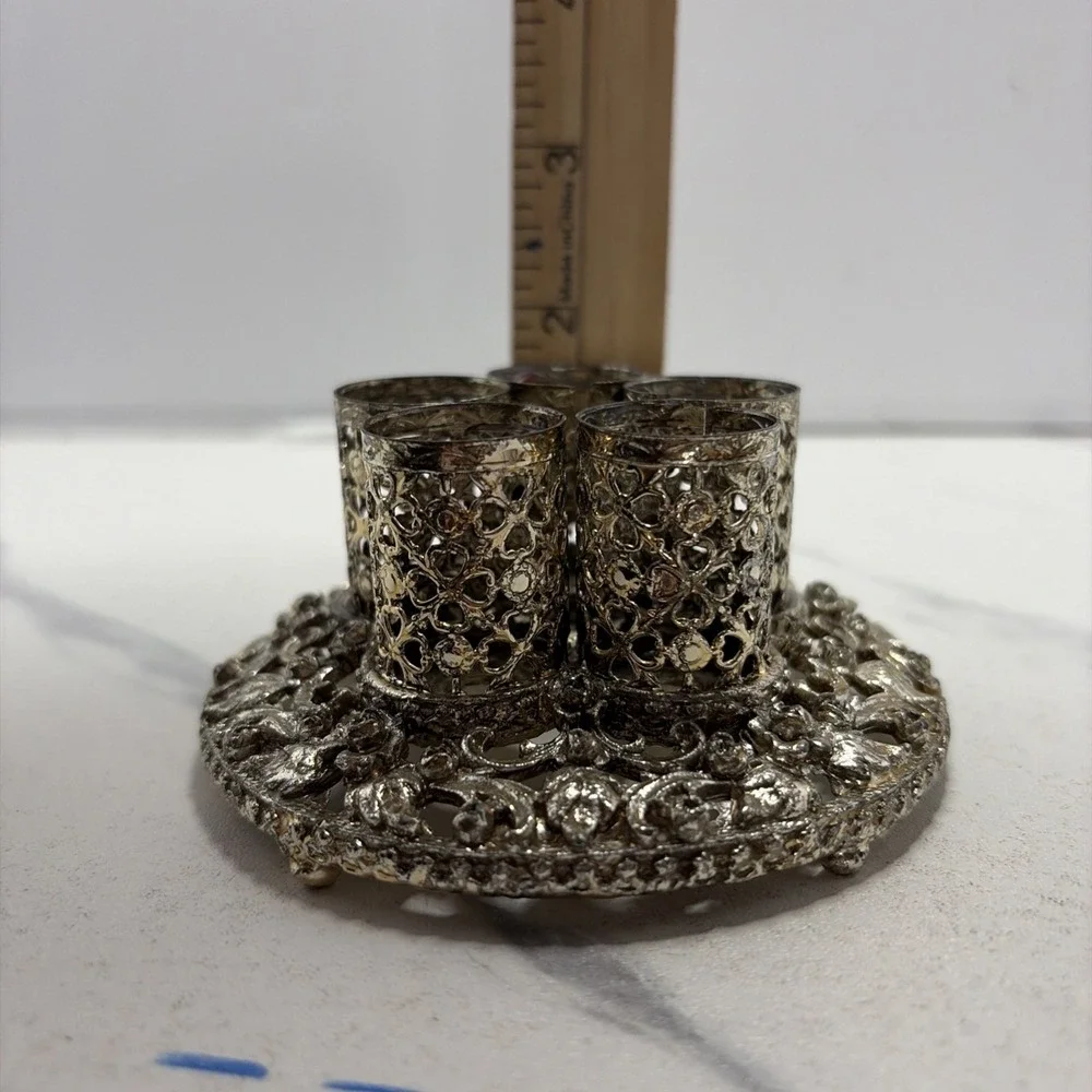 Vintage 1950's-60's Sam Fink Gold Filigree Five Stick Lipstick Holder